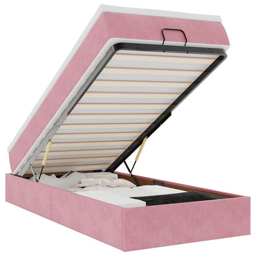 vidaXL Ottoman-Bett mit Matratze Rosa 90x200 cm Samt