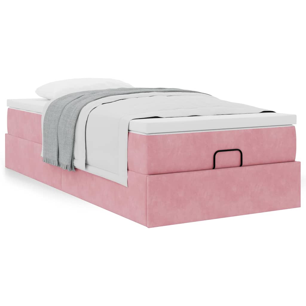 vidaXL Ottoman-Bett mit Matratze Rosa 90x200 cm Samt