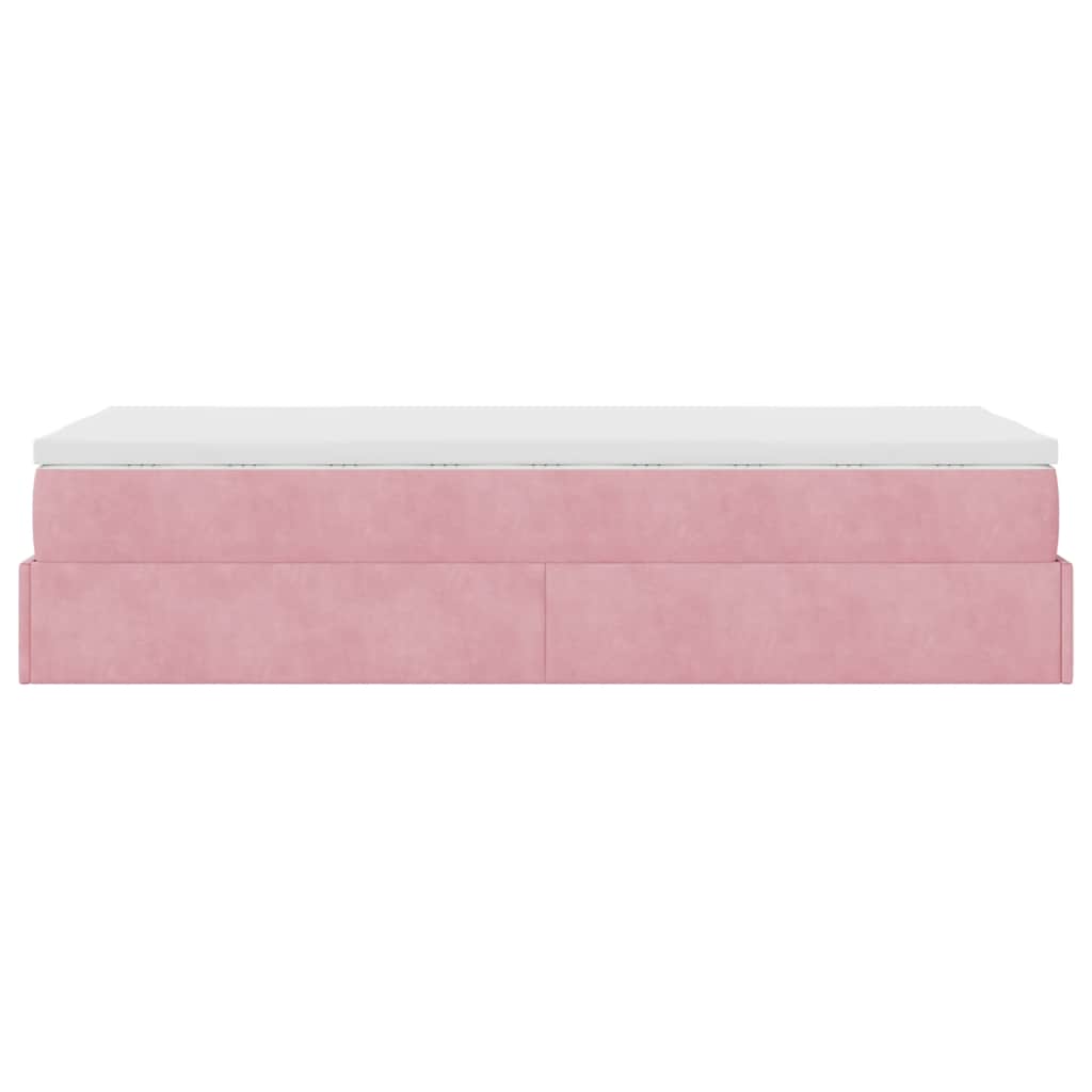 Ottoman-Bett mit Matratze Rosa 90x200 cm Samt