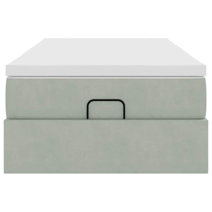 Ottoman-Bett mit Matratze Hellgrau 100x200 cm Samt