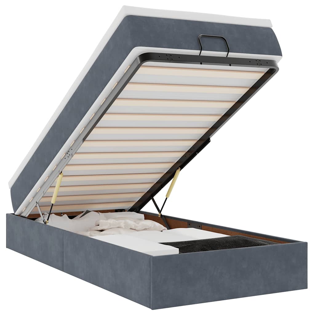 Ottoman-Bett mit Matratze Dunkelgrau 100x200 cm Samt