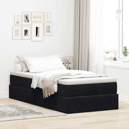 vidaXL Ottoman-Bett mit Matratze Schwarz 100x200 cm Samt