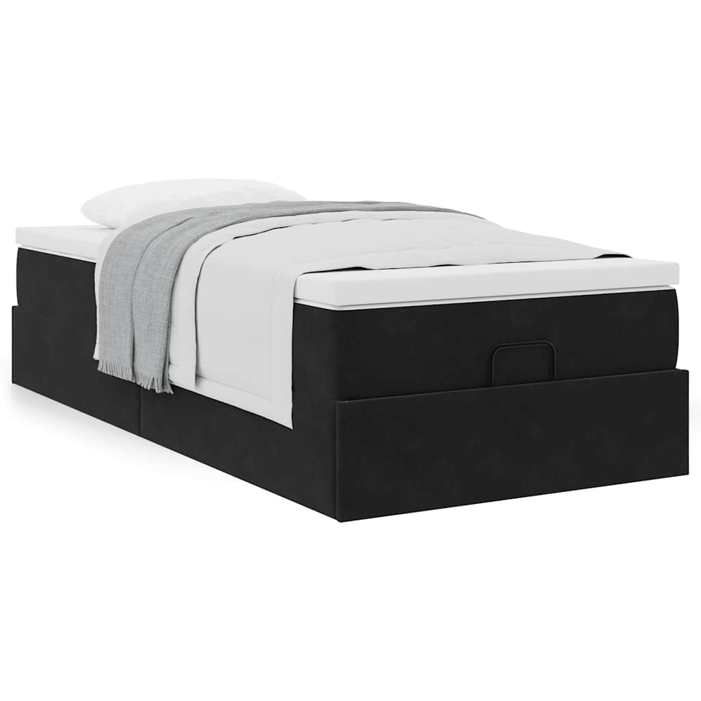 vidaXL Ottoman-Bett mit Matratze Schwarz 100x200 cm Samt
