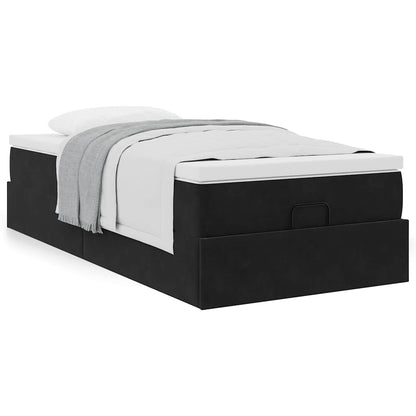 vidaXL Ottoman-Bett mit Matratze Schwarz 100x200 cm Samt