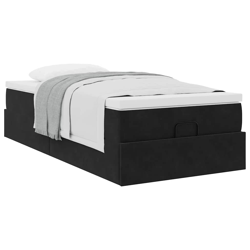 vidaXL Ottoman-Bett mit Matratze Schwarz 100x200 cm Samt