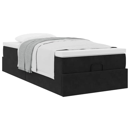vidaXL Ottoman-Bett mit Matratze Schwarz 100x200 cm Samt