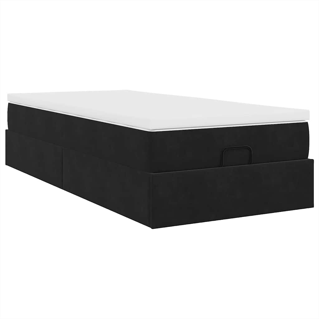 vidaXL Ottoman-Bett mit Matratze Schwarz 100x200 cm Samt
