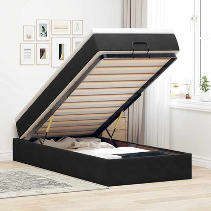 vidaXL Ottoman-Bett mit Matratze Schwarz 100x200 cm Samt