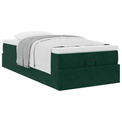 vidaXL Lit ottoman avec matelas Velours Vert foncé 100x200 cm