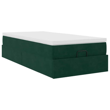 vidaXL Lit ottoman avec matelas Velours Vert foncé 100x200 cm
