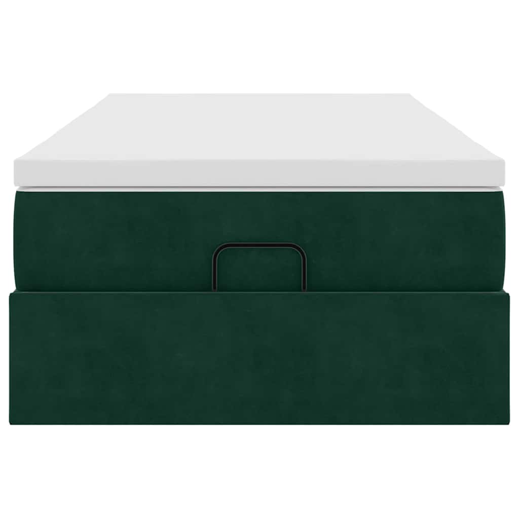 vidaXL Lit ottoman avec matelas Velours Vert foncé 100x200 cm