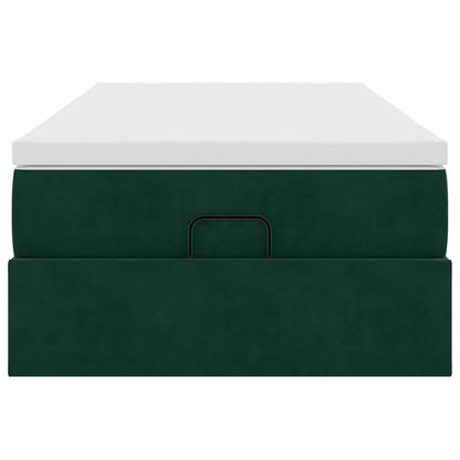 vidaXL Lit ottoman avec matelas Velours Vert foncé 100x200 cm