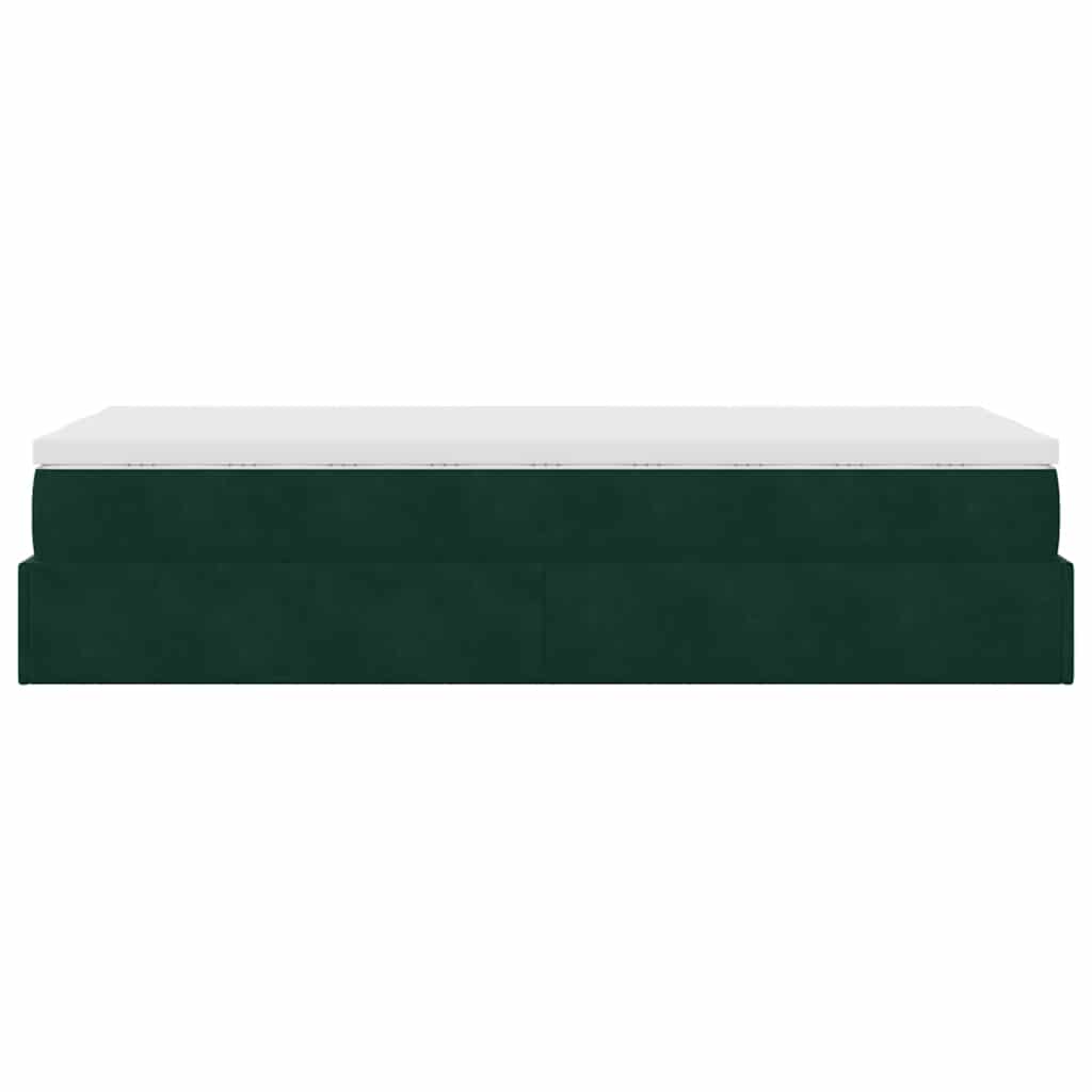 vidaXL Lit ottoman avec matelas Velours Vert foncé 100x200 cm
