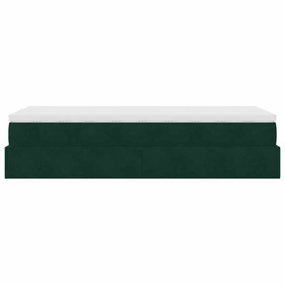 vidaXL Lit ottoman avec matelas Velours Vert foncé 100x200 cm