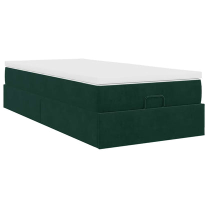 vidaXL Lit ottoman avec matelas Velours Vert foncé 100x200 cm