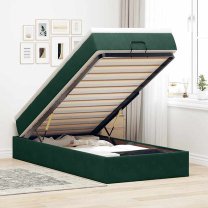 vidaXL Lit ottoman avec matelas Velours Vert foncé 100x200 cm
