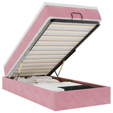vidaXL Lit ottoman avec matelas Velours rose 100x200 cm