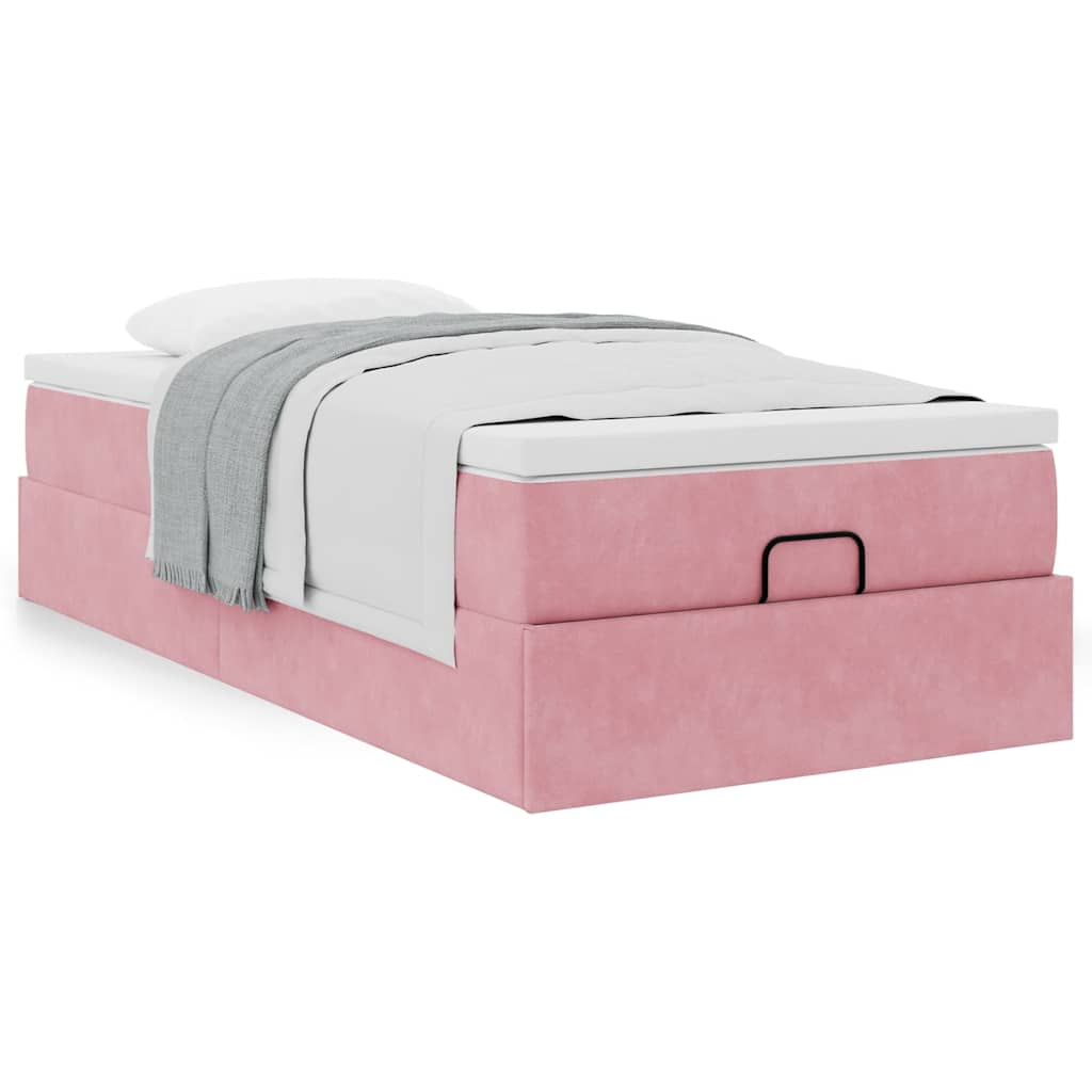 vidaXL Lit ottoman avec matelas Velours rose 100x200 cm