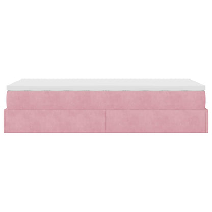 vidaXL Lit ottoman avec matelas Velours rose 100x200 cm