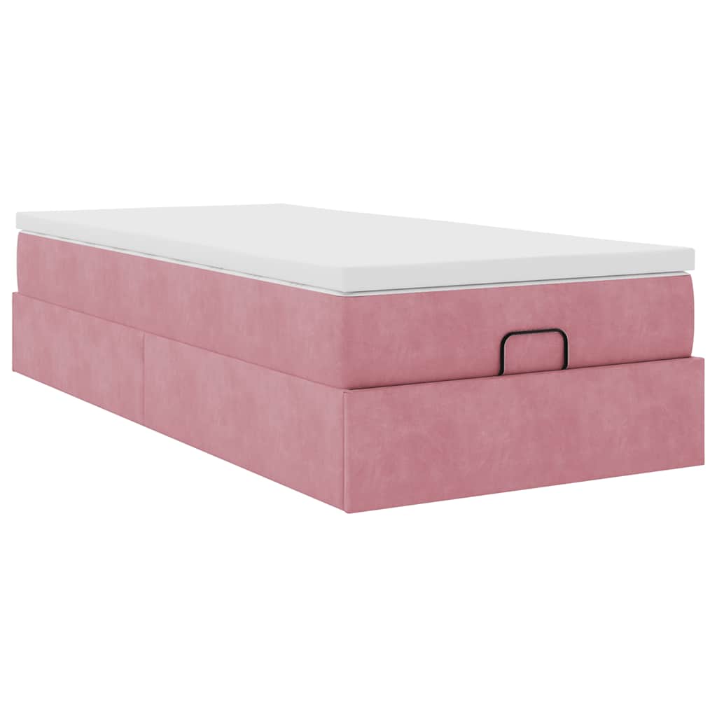 vidaXL Lit ottoman avec matelas Velours rose 100x200 cm
