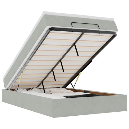 Ottomanische Bett mit Matratze Hellgrau 120x190 cm Samt