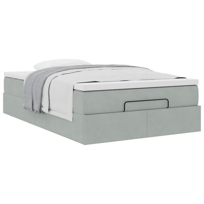 Ottomanische Bett mit Matratze Hellgrau 120x190 cm Samt