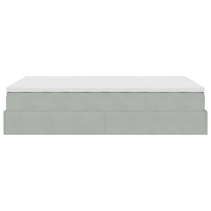 Ottomanische Bett mit Matratze Hellgrau 120x190 cm Samt