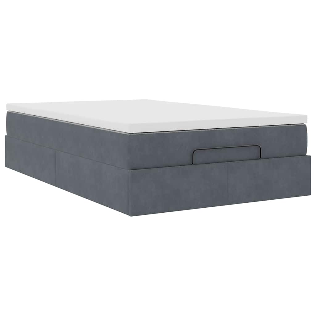 vidaXL Ottoman-Bett mit Matratze Dunkelgrau 120x190 cm Samt