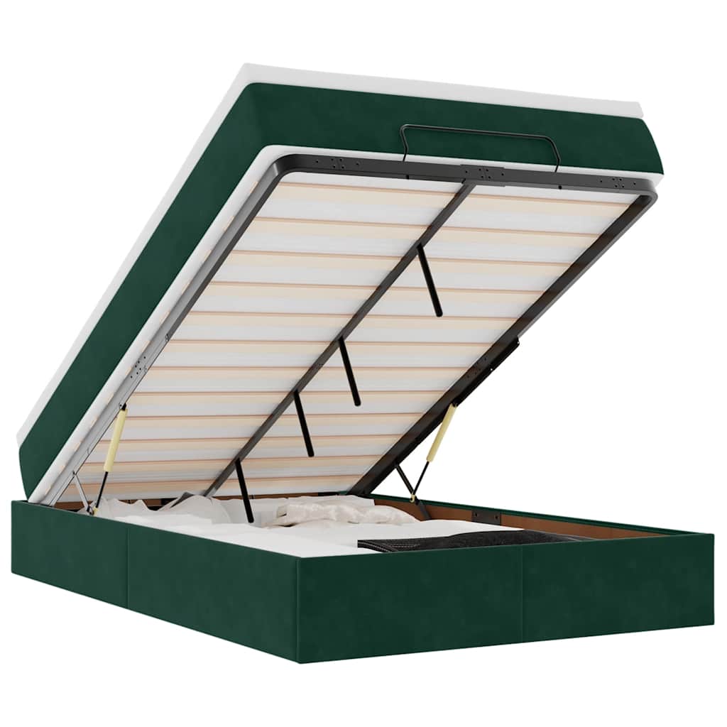 Ottoman-Bett mit Matratze Dunkelgrün 120x190 cm Samt