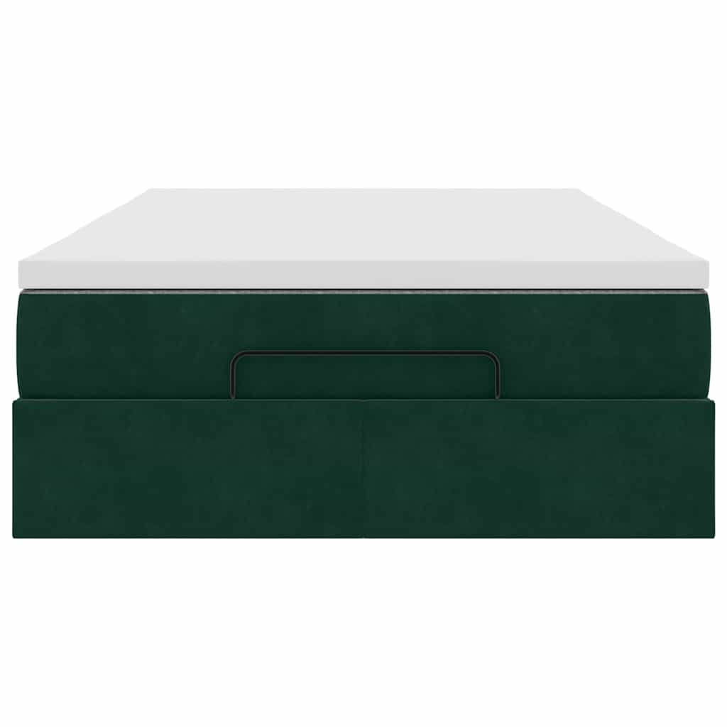 Ottoman-Bett mit Matratze Dunkelgrün 120x190 cm Samt