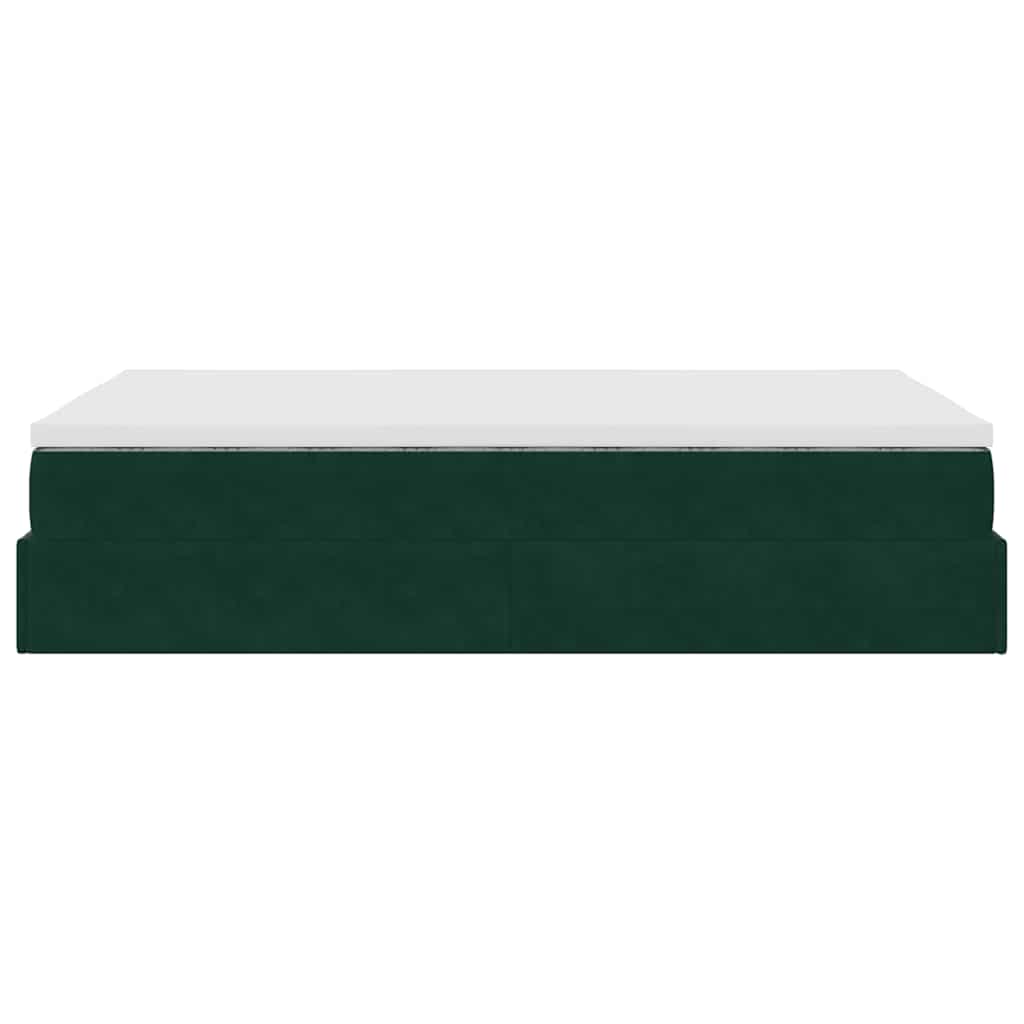 Ottoman-Bett mit Matratze Dunkelgrün 120x190 cm Samt