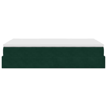 Ottoman-Bett mit Matratze Dunkelgrün 120x190 cm Samt