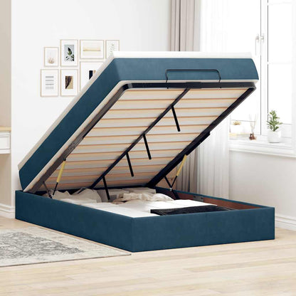 vidaXL Ottoman-Bett mit Matratze Dunkelblau 120x190 cm Samt