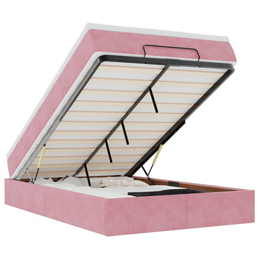 vidaXL Lit ottoman avec matelas Velours Rose 120x190 cm