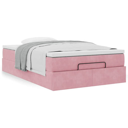 vidaXL Lit ottoman avec matelas Velours Rose 120x190 cm