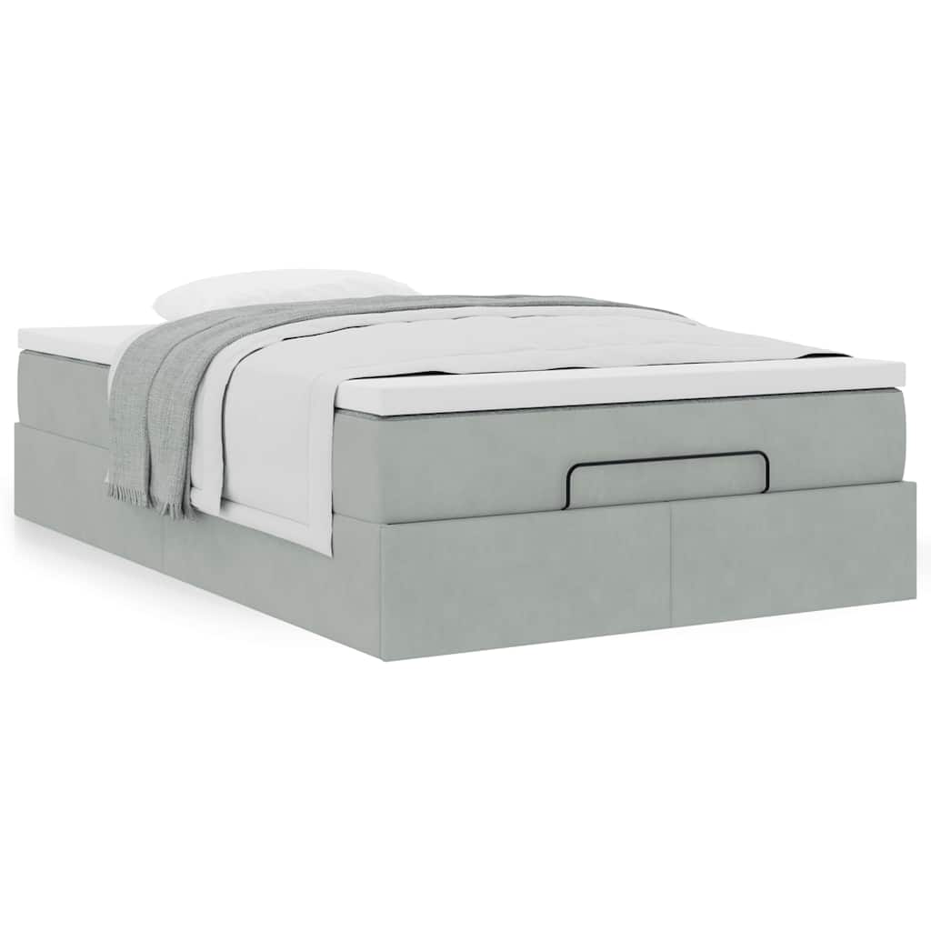 vidaXL Ottoman-Bett mit Matratze Hellgrau 120x200 cm Samt