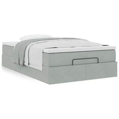 vidaXL Ottoman-Bett mit Matratze Hellgrau 120x200 cm Samt