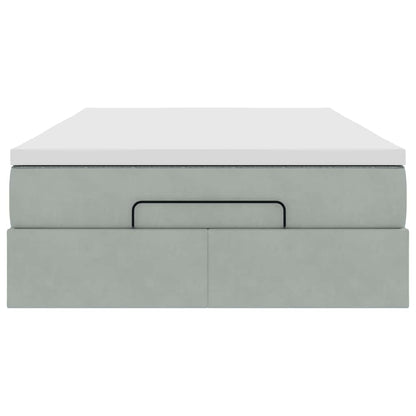 vidaXL Ottoman-Bett mit Matratze Hellgrau 120x200 cm Samt