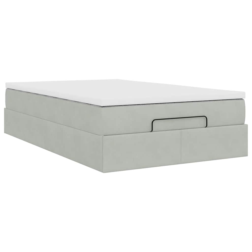 vidaXL Ottoman-Bett mit Matratze Hellgrau 120x200 cm Samt