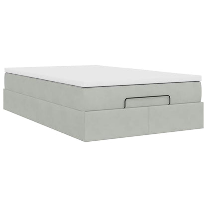 vidaXL Ottoman-Bett mit Matratze Hellgrau 120x200 cm Samt