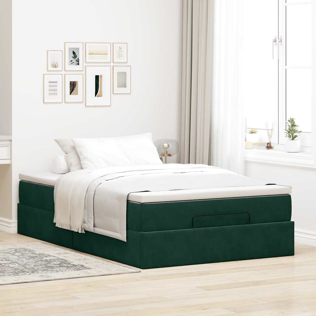 vidaXL Ottoman-Bett mit Matratze Dunkelgrün 120x200 cm Samt