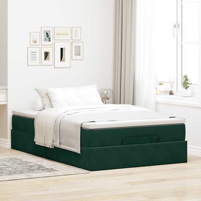 vidaXL Ottoman-Bett mit Matratze Dunkelgrün 120x200 cm Samt