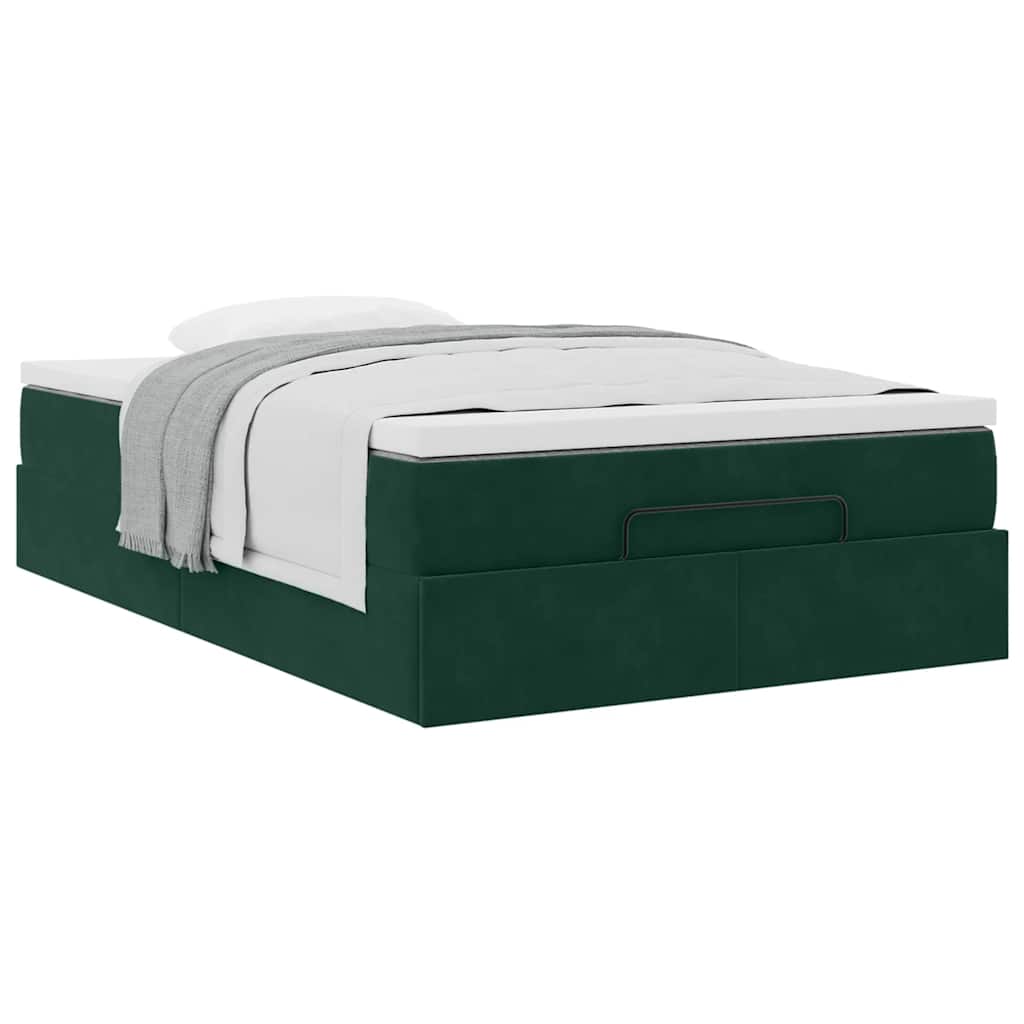 vidaXL Ottoman-Bett mit Matratze Dunkelgrün 120x200 cm Samt