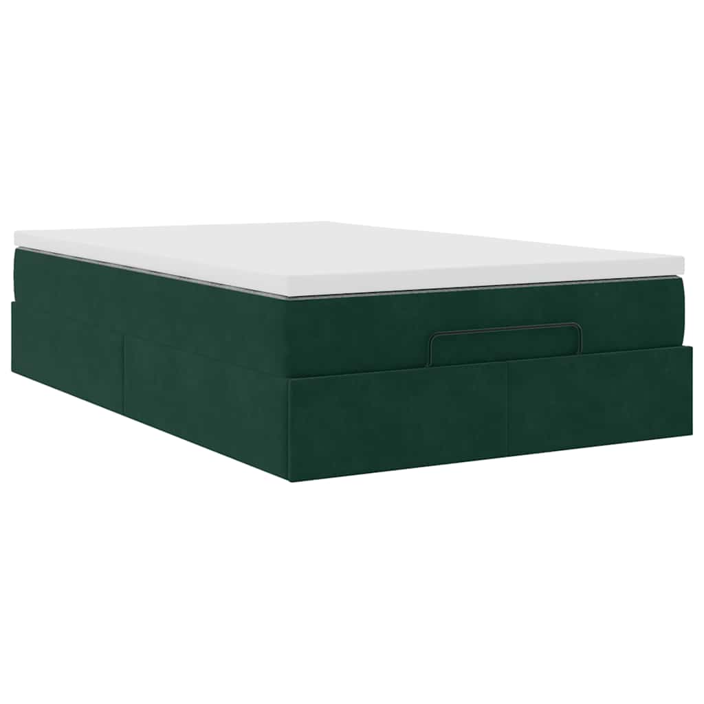 vidaXL Ottoman-Bett mit Matratze Dunkelgrün 120x200 cm Samt