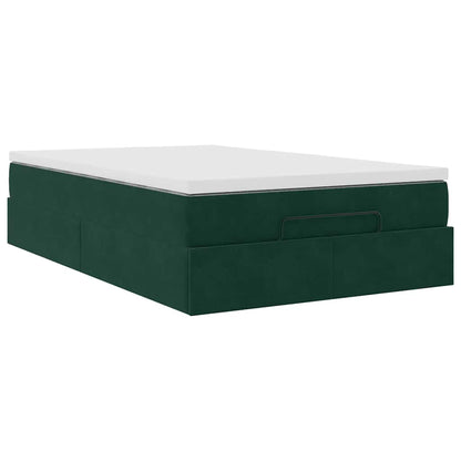 vidaXL Ottoman-Bett mit Matratze Dunkelgrün 120x200 cm Samt