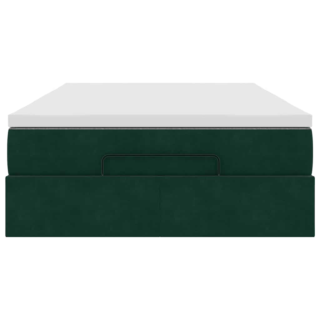 vidaXL Ottoman-Bett mit Matratze Dunkelgrün 120x200 cm Samt