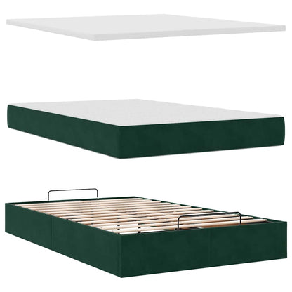 vidaXL Ottoman-Bett mit Matratze Dunkelgrün 120x200 cm Samt