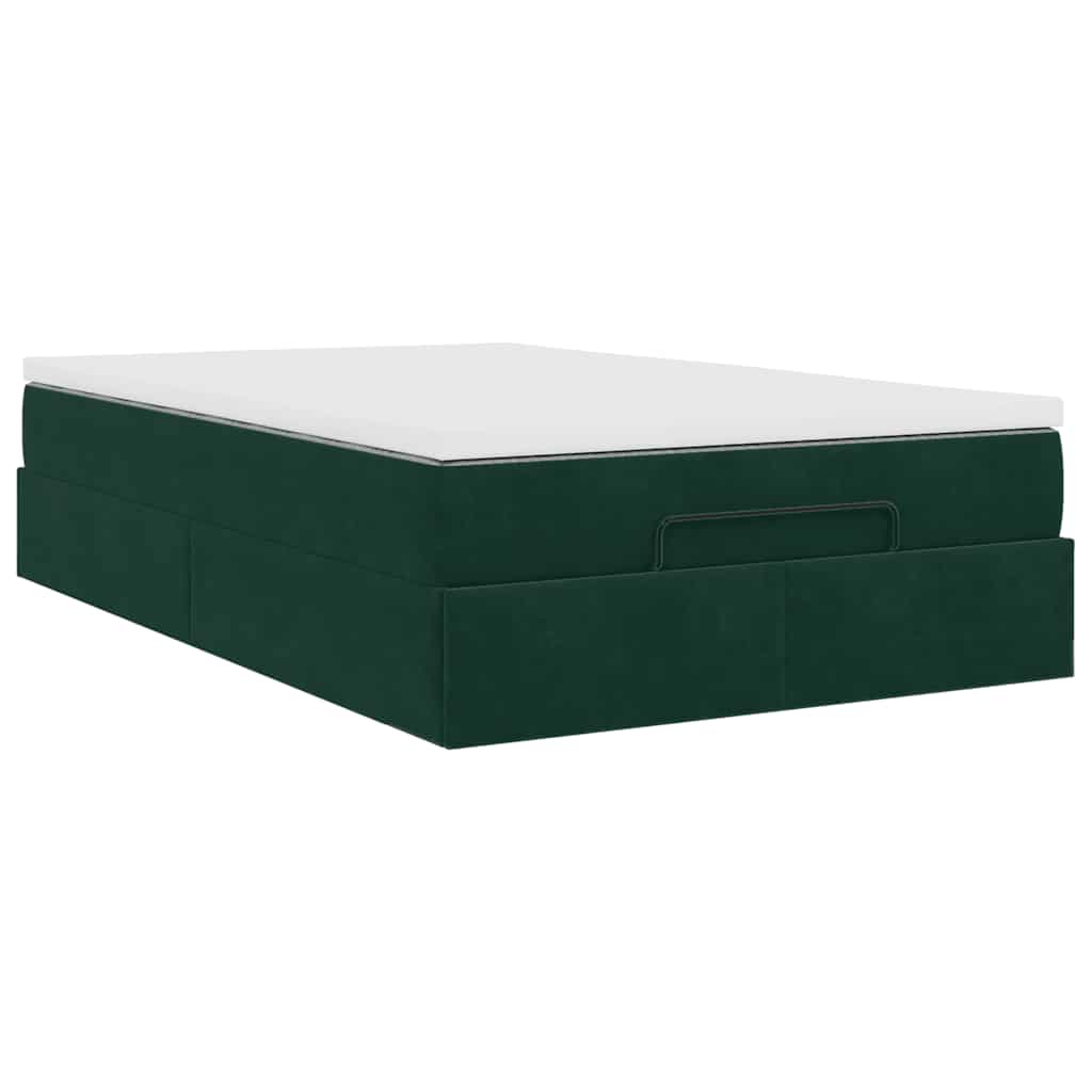vidaXL Ottoman-Bett mit Matratze Dunkelgrün 120x200 cm Samt