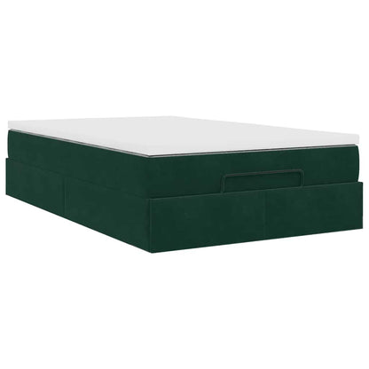 vidaXL Ottoman-Bett mit Matratze Dunkelgrün 120x200 cm Samt
