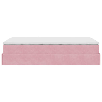 Ottoman-Bett mit Matratze Rosa 120x200 cm Samt
